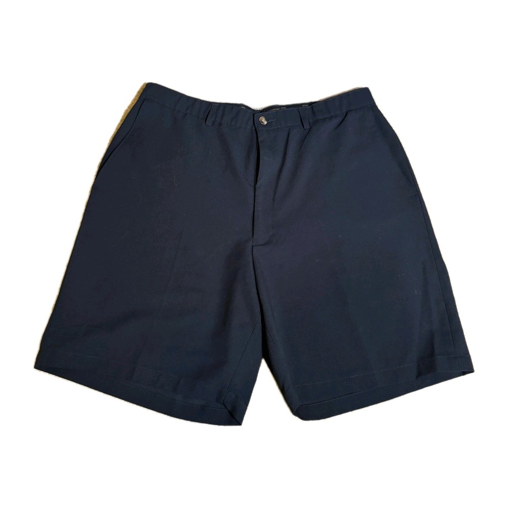 Haggar Shorts Navy Men's Size 36 Stretch Waist Comfort Solid Button Zip Pocket
